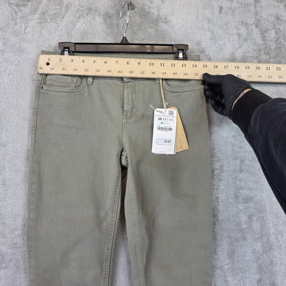 Zara Z1975 Basic Jeans Womens 4 Olive Green Mid Rise Skinny Fit Stretch Denim - Picture 5 of 14